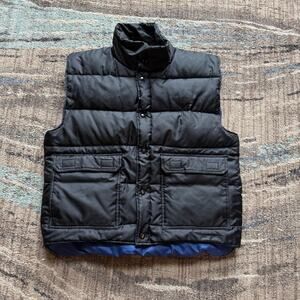 Men's Ten West Apparel Black Natural Goose Down Puffer Vest Jacket Sz Large L